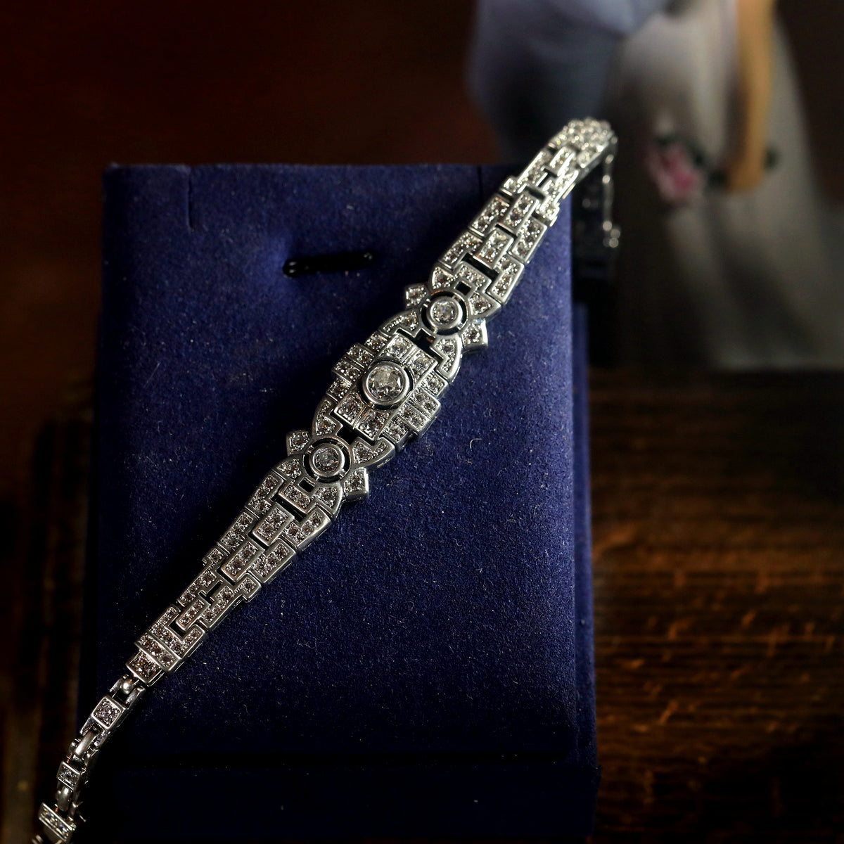 アクセサリー silver925 vintage bracelet Vintage 925 Silver Wide Fancy Diamond Cut Link Bracelet, 8mm