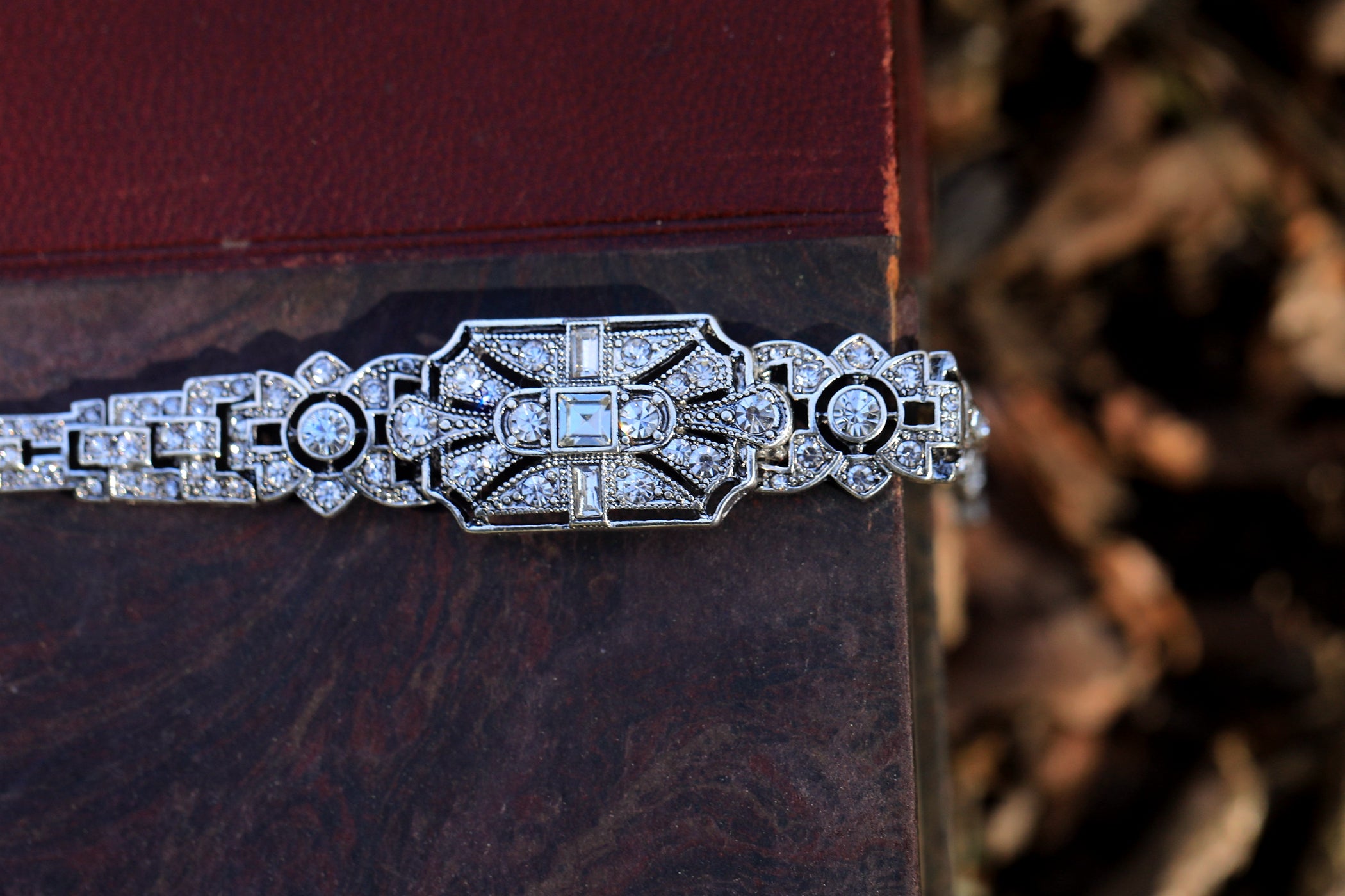 Bracelet Silver Art Déco Ajustable Vintage Style 1920s Great Gatsby QD32