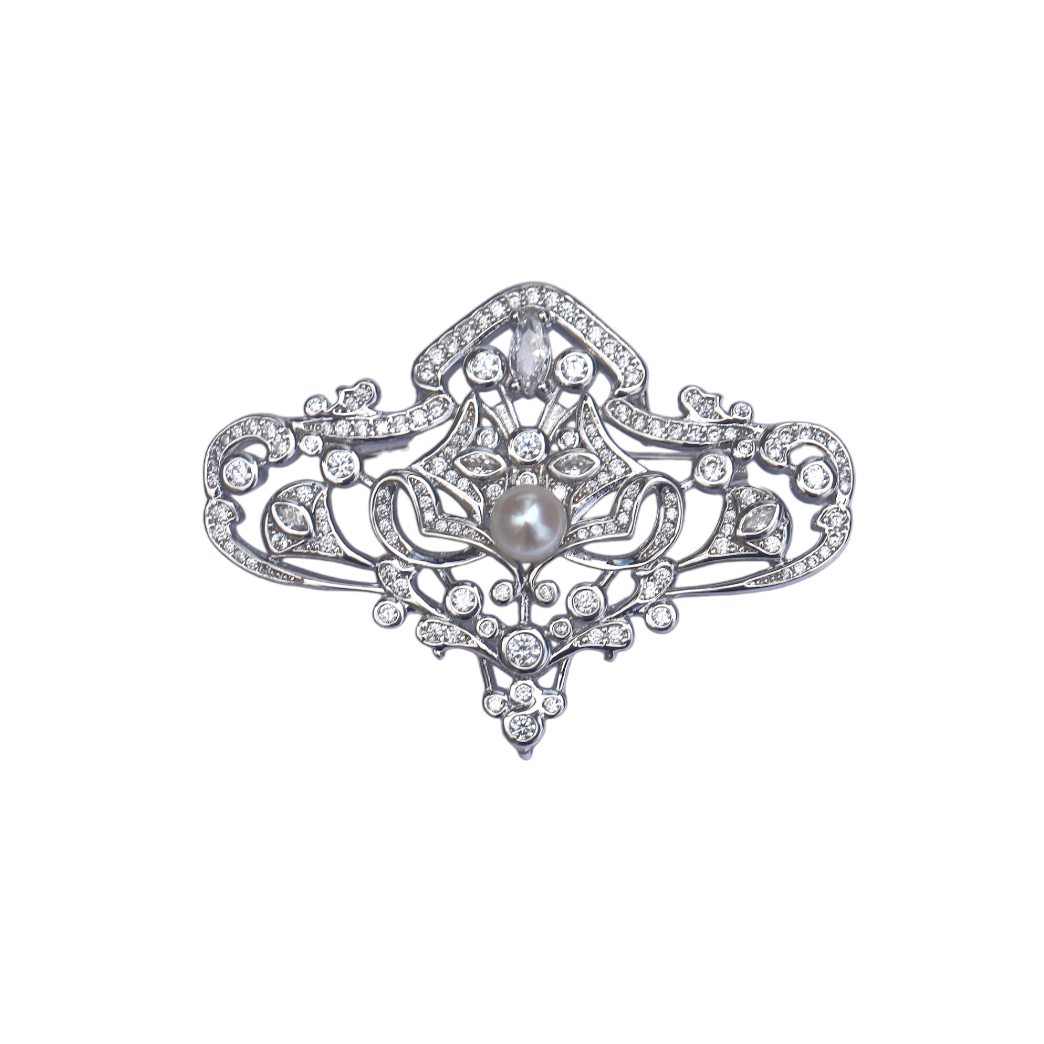 Brooch Belle Epoque Floral CZ Natural Perle BE1