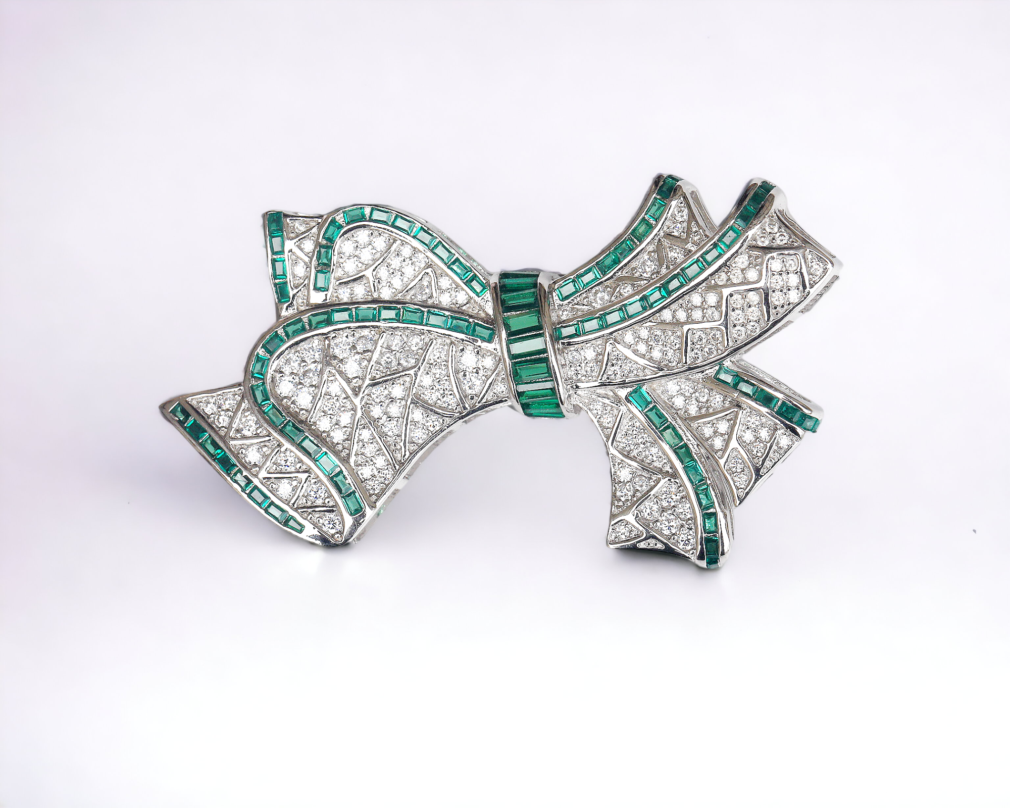 Brooch Belle Epoque Big Bow CZ White Green Red BE1