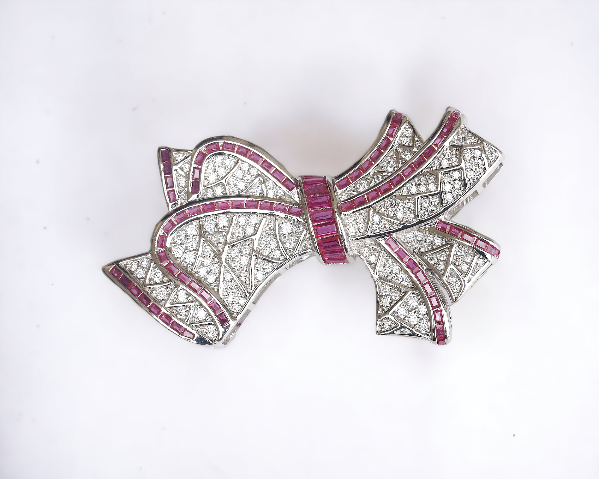 Brooch Belle Epoque Big Bow CZ White Green Red BE1