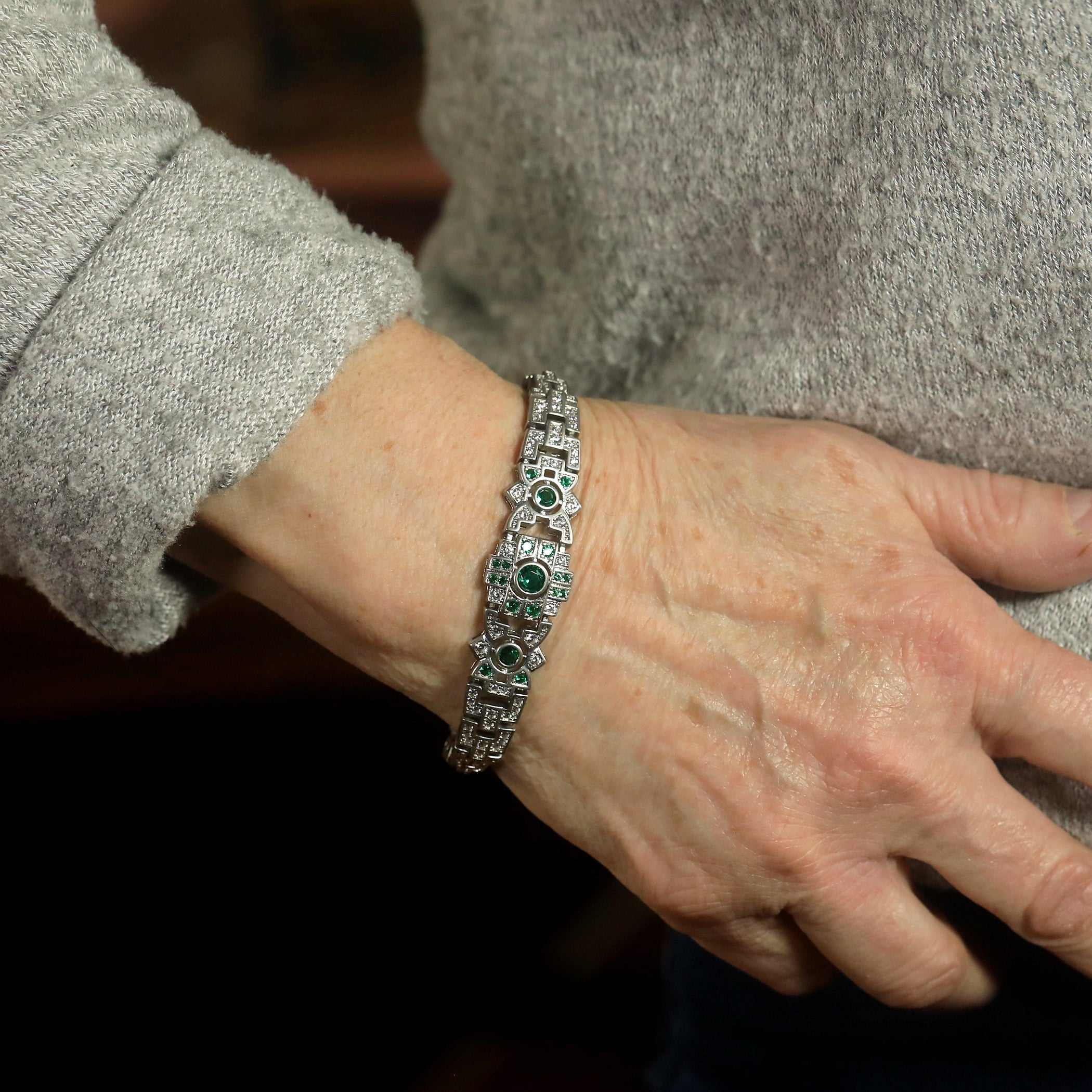 Bracelet Silver Art Déco Ajustable Vintage Style 1920s Great Gatsby BE7