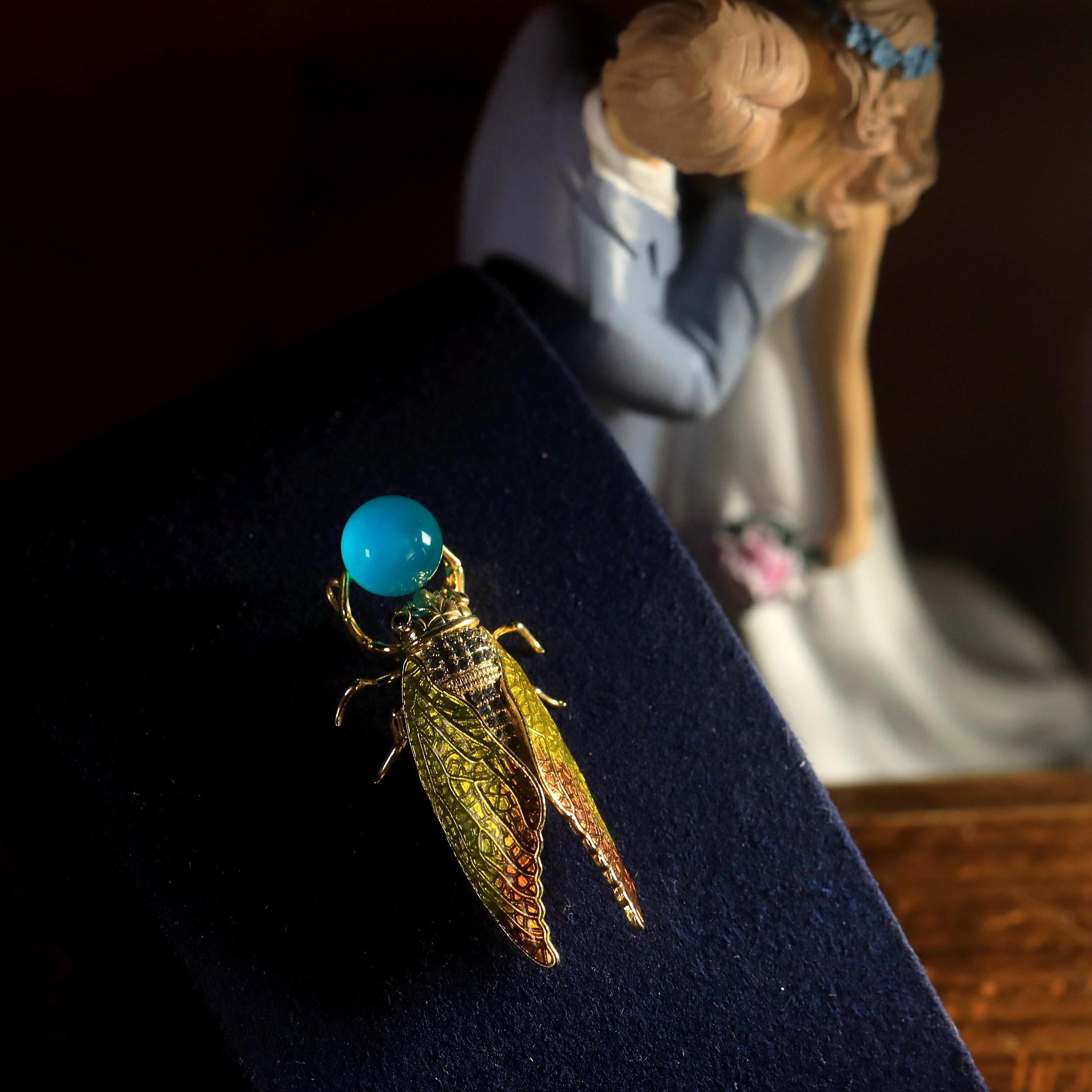 Brooch Pin Cicada Amazonite XZ16