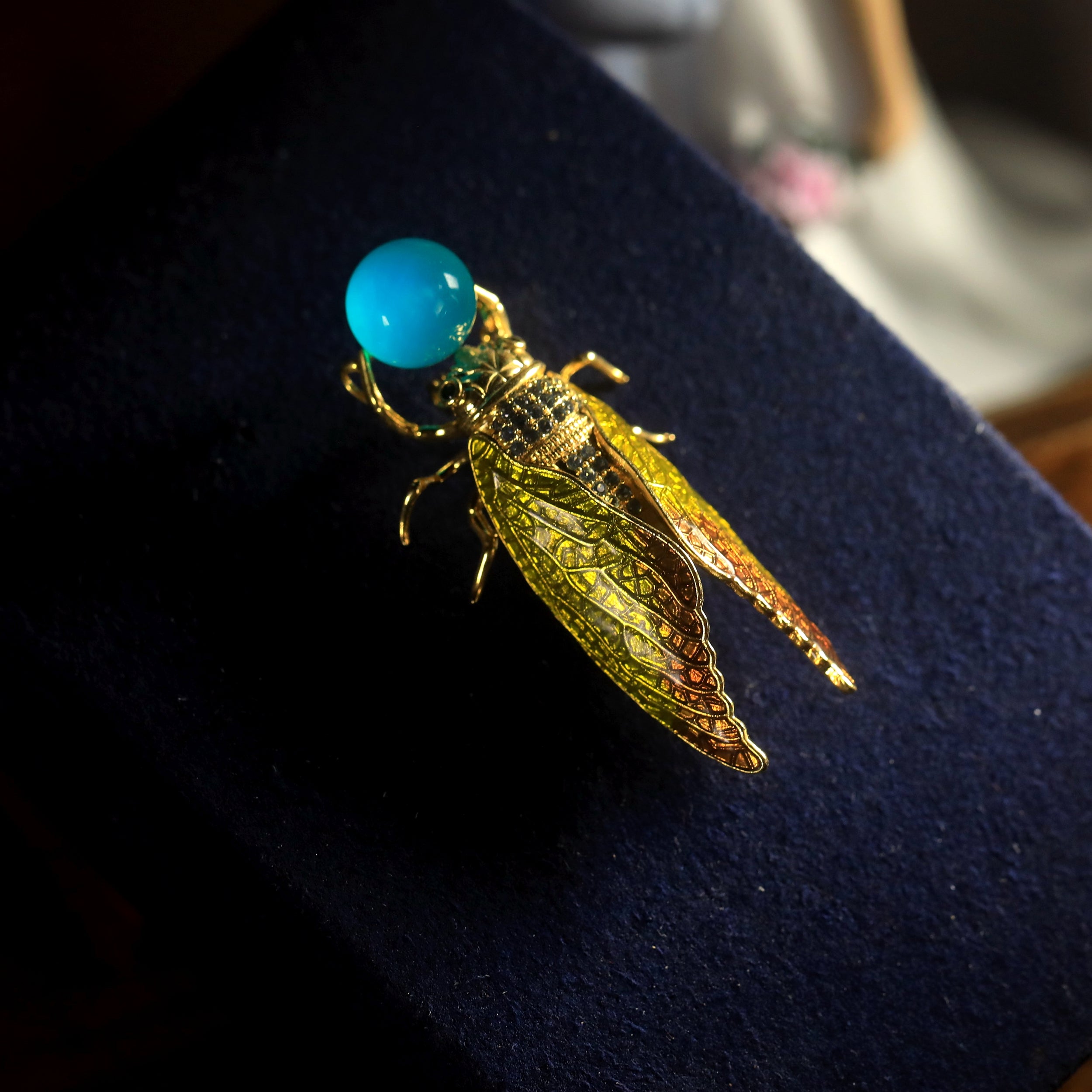 Brooch Pin Cicada Amazonite XZ16