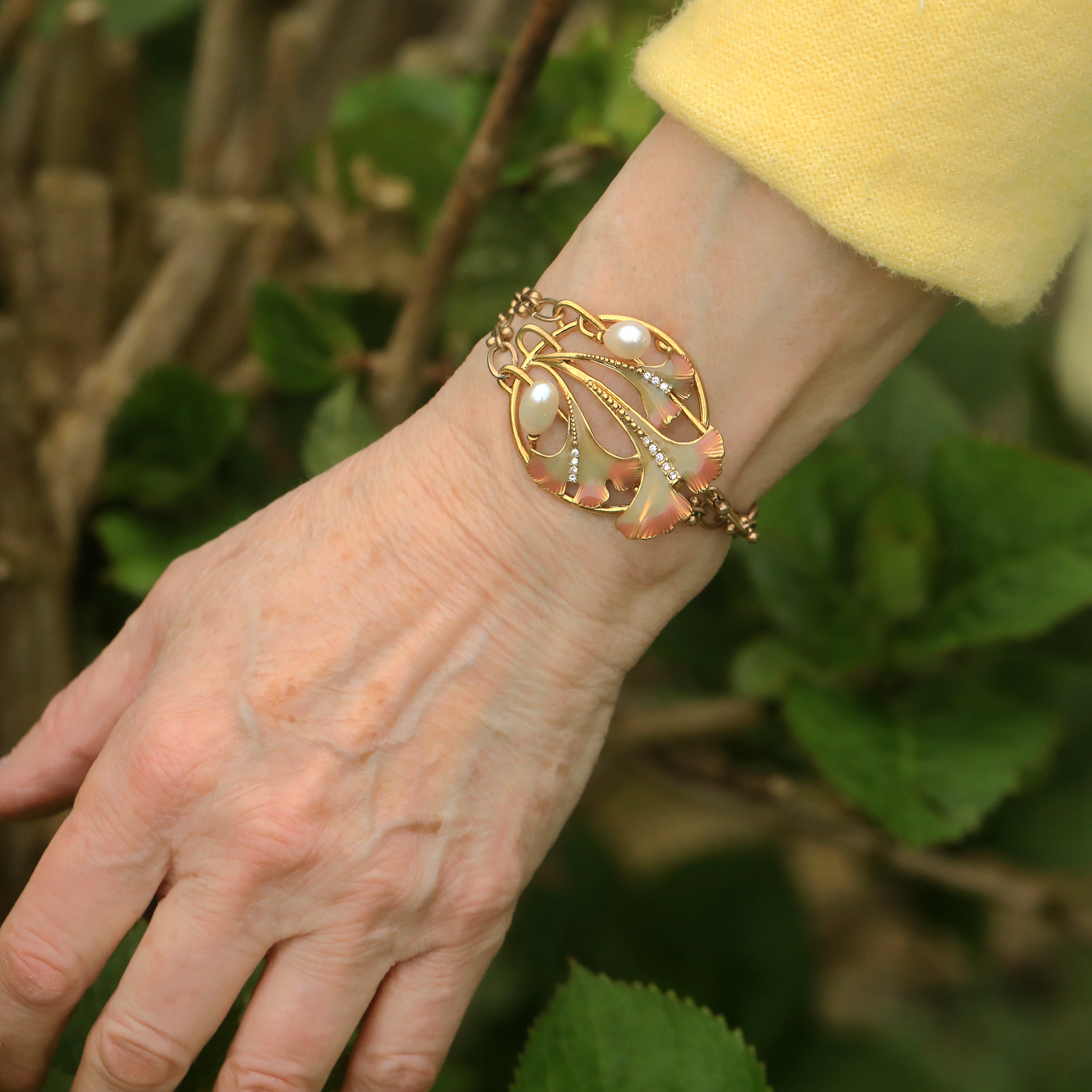 Bracelet Art Nouveau Ginkgo Leaves QD13