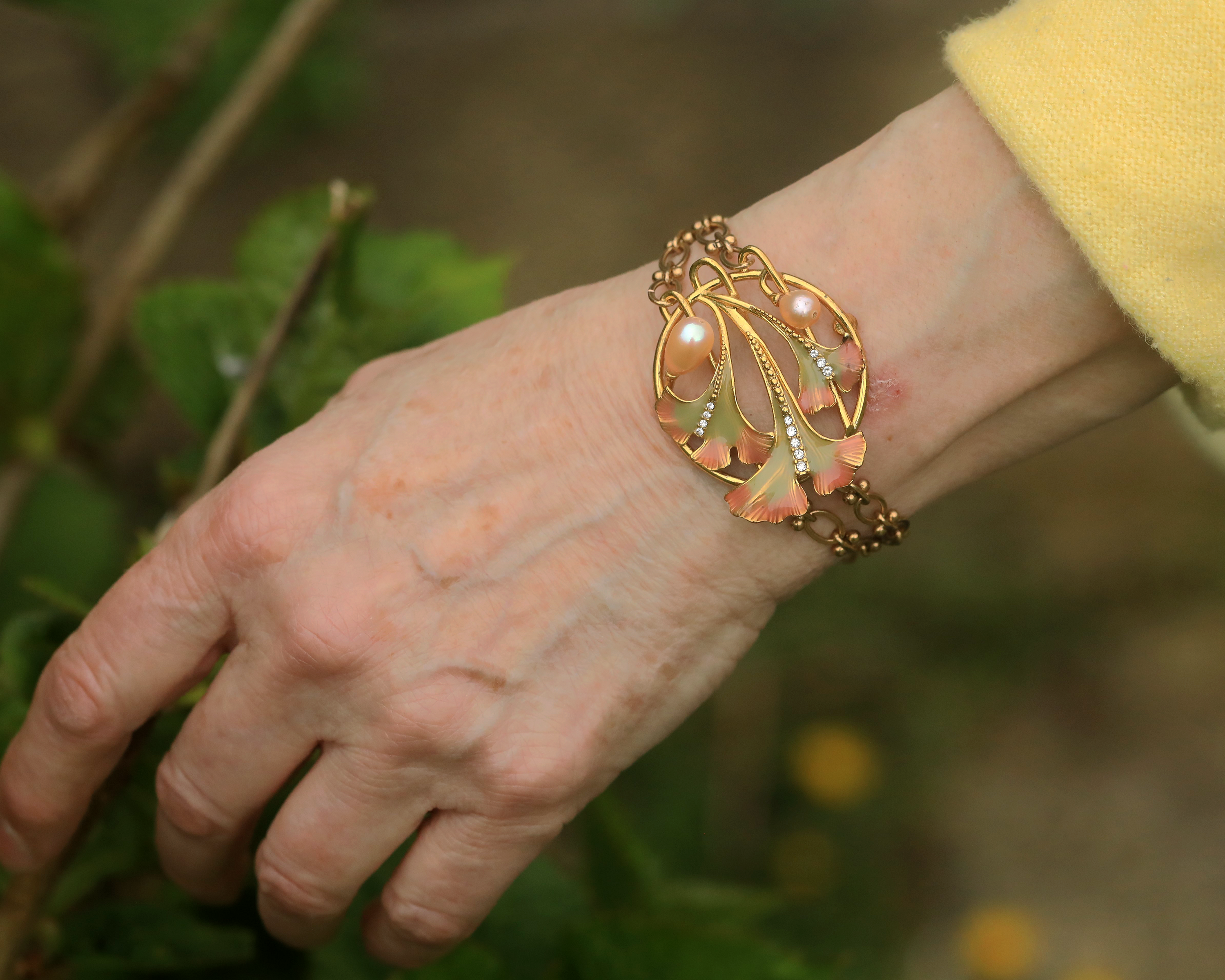 Bracelet Art Nouveau Ginkgo Leaves QD13