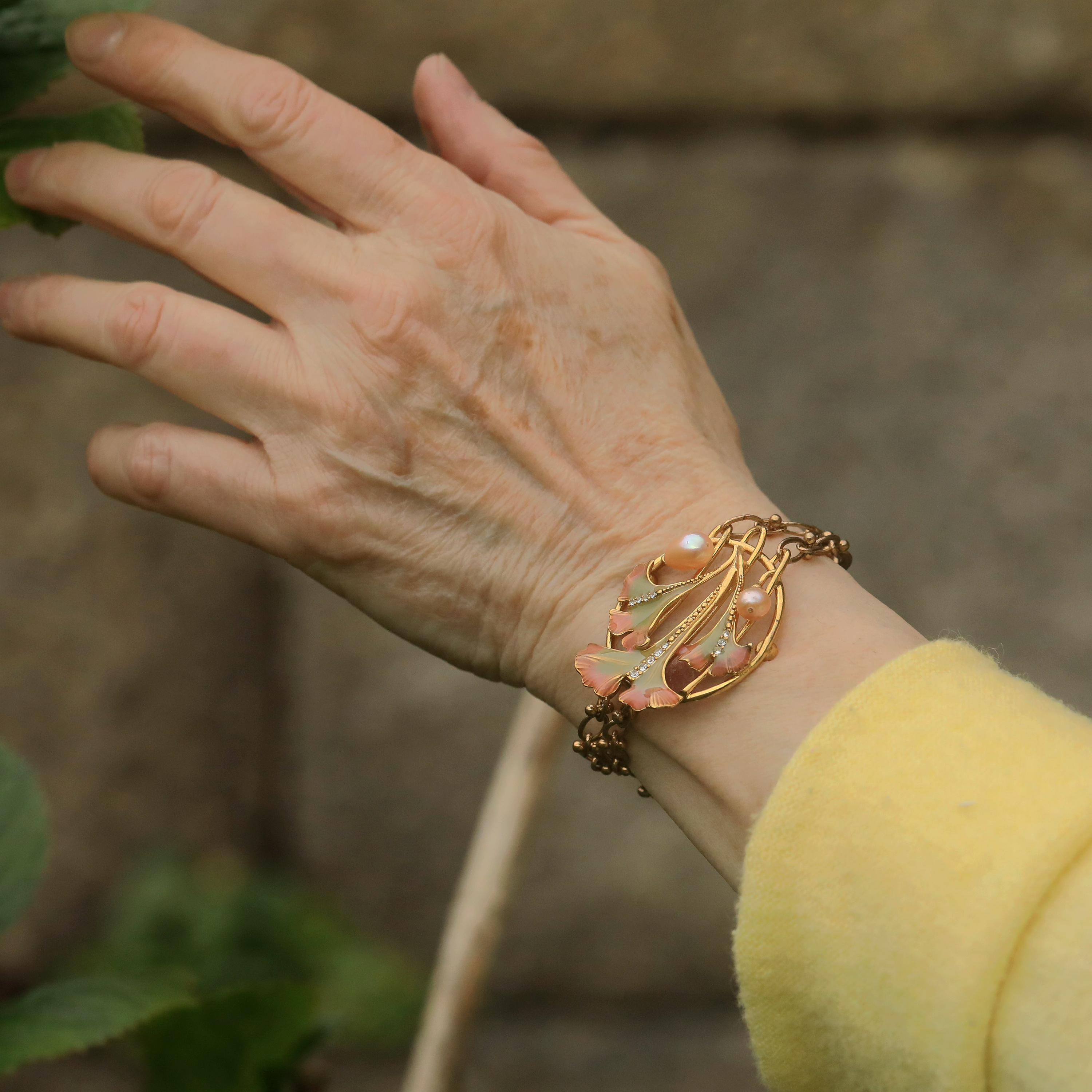 Bracelet Art Nouveau Ginkgo Leaves QD13